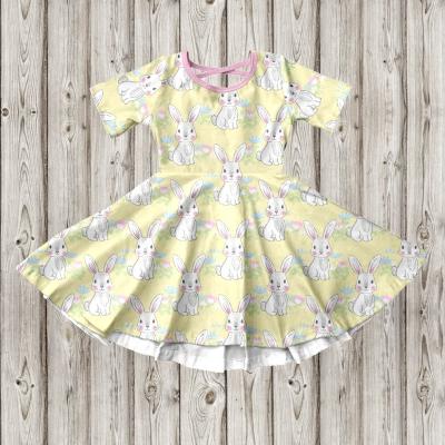 China Breathable Dresses For Kids Girls Bulk Sale Easter Styles Short Sleeve Dresses Twirl Dress for sale