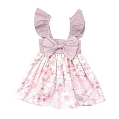 China Hot Selling Kid Dress Toddler Breathable Simple Elegant Adorable Flutter Sleeve Dress For Fancy Girls for sale