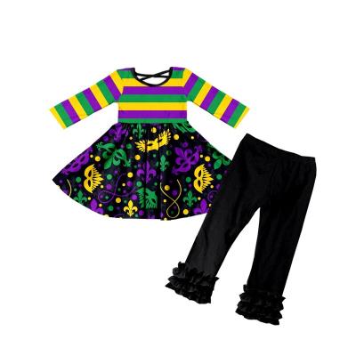 China Kids Casual 2 Pieces Mardi Gras Girl Dress Infant Sling Ruffle Fabric Outfits Girls Latest Outfits for sale