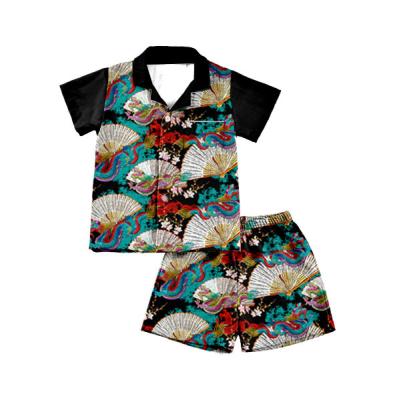 China Hot Selling Boys Outfits Fashion Boutique Summer Casual Kids Two Piece Sets Toddlers Dragon Print Outfits for sale