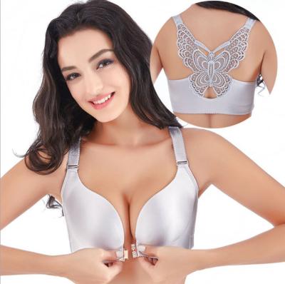 China New QUICK DRY Summer Front Buckle No Ring Sexy Seamless Beautiful Gathering Large Size Bra Steel Back Ladies Underwear Bra for sale