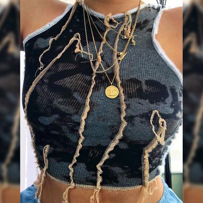 China Yingchao Autumn And Winter Fashion New Designer Knitting Sexy Vest QUICK DRY Patchwork 2020 Hollowing Out CropTop Shirt Bandage Shirt for sale