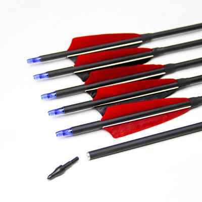 China Durable Archery Recurve Real Carbon Composite Arrows Spine 500 Arrows Bow Feather Shooting Arrows Mixed for sale