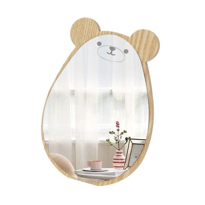 China Decorative Wall Mirror Eco-friendly Jinn Home Assemble Custom Bear Painted Makeup Mirrors Glass Decorative for sale