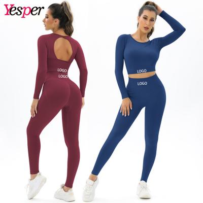 China OEM Breathable Apparel Fitness Wear Active Yoga Pants And High Impact Sports Long Girdle Women Yoga Set Wholesale for sale