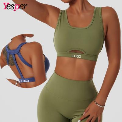 China Custom Breathable Fashion Sports Bra Running Yoga Bra Fitness Tank Top Shockproof Women for sale