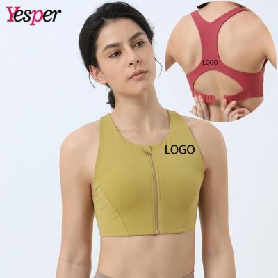 China Breathable High Quality Nylon Spandex Fitness Yoga Wear Gym Workout Adjustable Strap Sports Bra For Women for sale