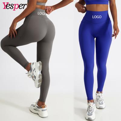 China High Waisted Wicking Tights Women Sports Workout Gym Yoga Stretchy Sweat Leggings Fitness Breathable Yoga Pants With Pocket for sale