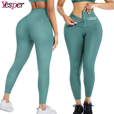 China High Waist Women Yoga Pants Corset Hooks Waist Trainer Breathable Adjustable Leggings Fitness Yoga Gaiters for sale