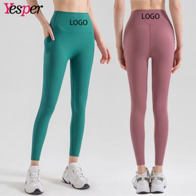 China Women Activewear Sports Gaiters Breathable Gym Fitness Pants High Waist Gaiters With Pockets for sale