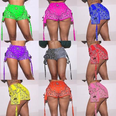 China Hot Sale Breathable Paisley Stance Printed Street Style Women Multicolor Sexy Mini Shorts Big Pocket Hot Pants for sale