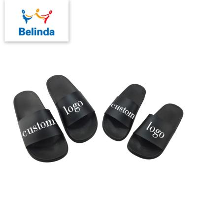 China Parent-child Anti-slippery Unisex Black White Custom Printed Slippers With Logo for sale