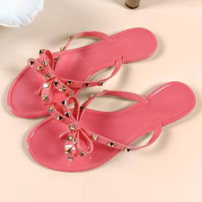 China Hot Selling Black Beach Summer Rivet Waterproof Women Flip Flop Slipper For Wholesale for sale