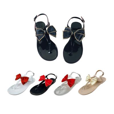 China Fashion Trend Slides 2022 Summer Custom Sandal Women Ladies Flip Flop Slippers Women And Bowknot Wholesale Jelly Shoes for sale