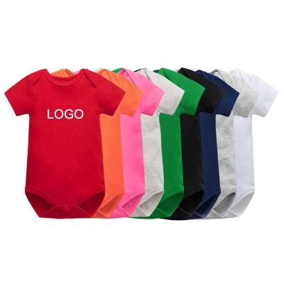 China 2021 Hot Selling Universal Newborn Infant White Cotton Logo Baby Romper Custom Made Short Sleeve Blank for sale