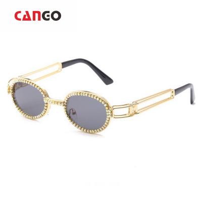 China Metal Frame Oval Steampunk Sunglasses Fashion Luxury Rhinestone Custom Made Luxury Sunglasses for sale