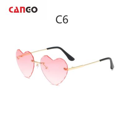 China Kids Sunglasses Promotion Sun Glasses For Kids Rimless Heart Shaped Frame Custom Kids Round Frame Metal Flower Child Sunglasses for sale