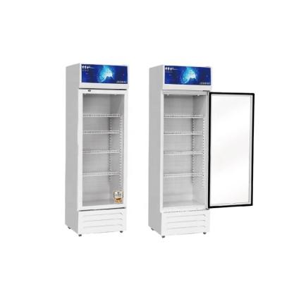 China Commercial Single-temperature Upright Glass Door Beverage Display Cooler Supermarket Refrigeration Fridge for sale