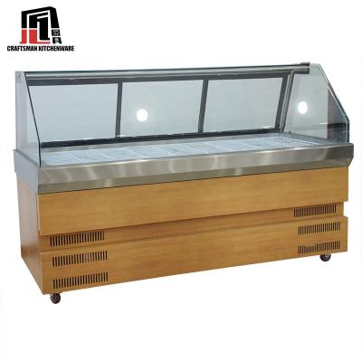 China Single-temperature Stainless Steel Meat Showcase Dual Display Temperature Display Showcase 220V/380W for sale