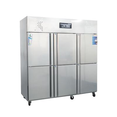 China Large Single-temperature Refrigerator Deep Freezer Stainless Steel 6 Doors Upright Meat Freezer For Hotel Restaurant for sale