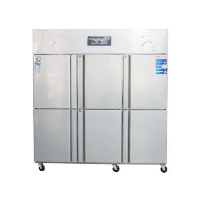 China Stainless Steel 6 Straight Doors Single-temperature Refrigerator Cabinet Hot Selling Refrigerated Refrigeration Equipment for sale