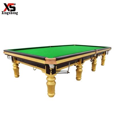 China Cheap Real Leather Professional Tournament Pocket Slate 12ft Price Snooker Solid Wood Pool Table With Steel Pad For Sale for sale