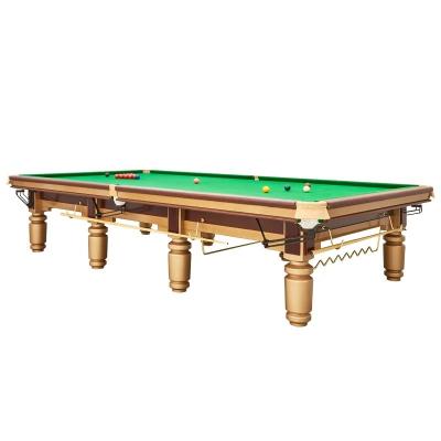 China Professional Tournament Real Leather Pocket Slate 12ft Snooker Solid Wood Pool Table With Steel Pad for sale