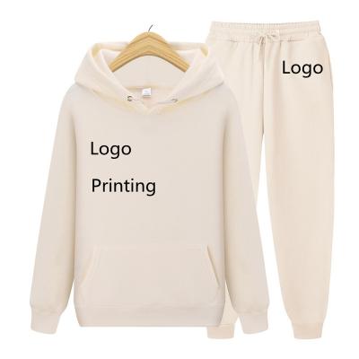 China OEM Plus Size Custom Logo Casual Fitness Plain Training Knit Jogger Two Piece Set Women Sweater Pants Set Men Unisex Hooded Suit for sale