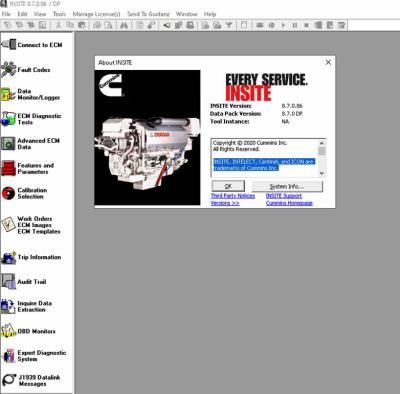 China Cummins INSITE 8.7 Software 8.7 Pro Version for sale