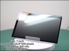 7 inch TFT Touch Display Resolution 1024*600 pixels Luminance 300 nits with Custom Capacitive Touch