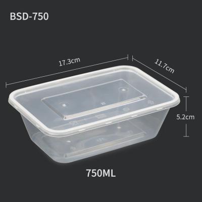 China OWNFOLK 1000ml Lunch Box Disposable Clear Plastic Square Fast Food Packaging Supply Takeout Container With Lid for sale