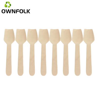 China OWNFOLK Cutlery Set Birch Wood Spoon Biodegradable Bulk Knives Forks Disposable Wooden Table Use Set for sale