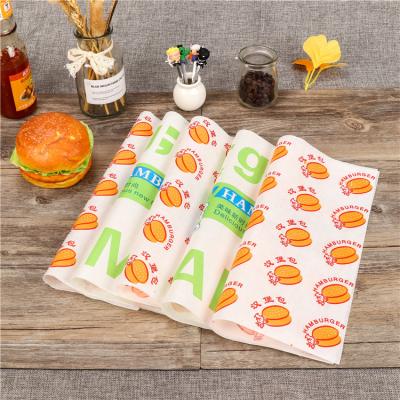 China OWNFOLK Disposable Custom Printing Hamburger Wrapping Paper Baking Greaseproof Paper And Sandwich Wrapping Paper for sale