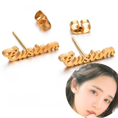 China High Quality 18k Gold Jewelry Stainless Steel Women Earrings Studs Jewelry Custom Name Earrings for sale