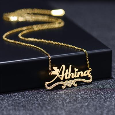 China Fashion Environmental Friendly Solid Gold Chain Necklace Diamond Custom Name Jewelry for sale