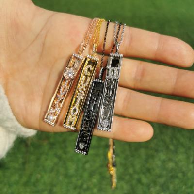 China Environmental Friendly Personalized DIY Can Slide Letter Bead Square Zircon Charm To Customize Name Fun Necklace for sale