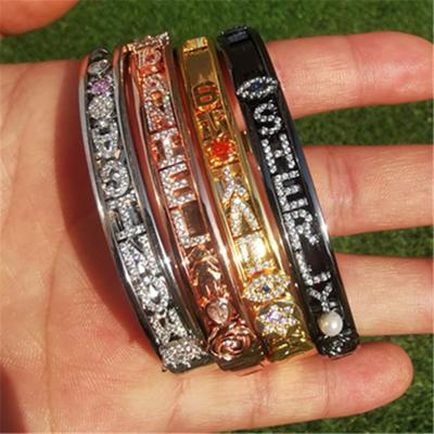 China TRENDY DIY Zircon Letters Personalized Custom Bracelets Name Slider Charms Detachable Bracelets Custom Name Bracelets Bracelet for sale