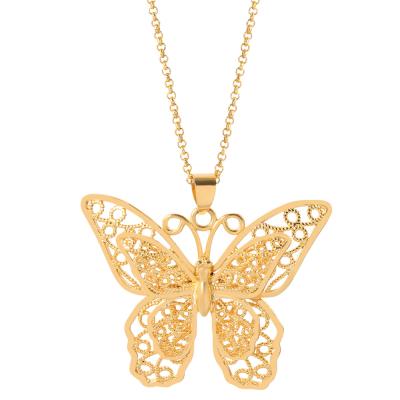 China Environmental Friendly 18K Gold Plating Butterfly Picture Necklace Wedding Gold Plated Fashion Pendant Necklace for sale