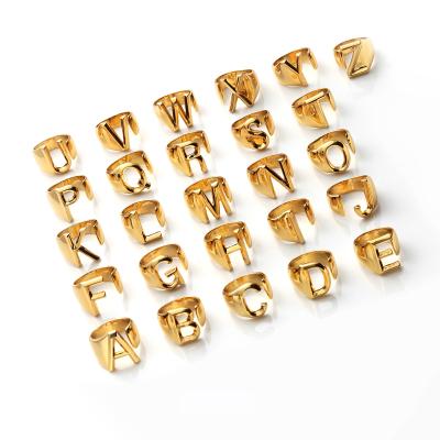 China CLASSIC Chunky Name Ring 18k Gold Chunky Name Ring Irregular Adjustable Alphabet A Z Gold Initial Statement Ring for sale