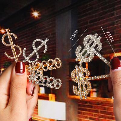 China 2020 trendy new style letter rhinestone hair clip for girls fashion hair accessories sells wholesale pearl hair clips for women for sale