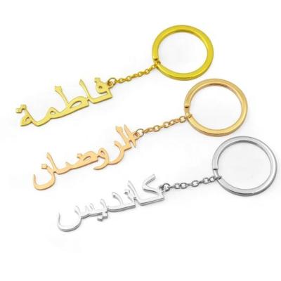 China New Wholesale New Environmentally Friendly Jewelry AYATUL KURSI Stainless Steel Custom Jewelry Personalized Arabic Name Cursive Dish Key Ring Chain for sale