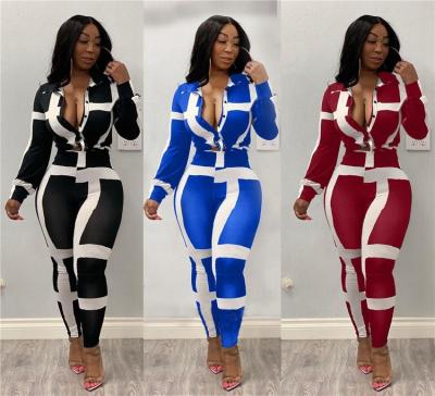 China Autumn anti-static clothing crop striped top with two-piece set women's high waist pants for sale