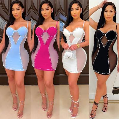 China Anti-wrinkle 2021 Summer Women's New Product Shape Sexy Sling Dress Even Mini Dresses Night Club for sale