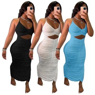 China 2021Fashion Women Plus Size Long Dress Clubwear Sexy Solid Color Dress for sale