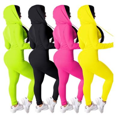 China 2021 Winter Woman Tracksuits Anti-wrinkle Full Zipper New Arrival Two Piece Set Trotter Pants Sports Sweat Suit Women With Hood for sale