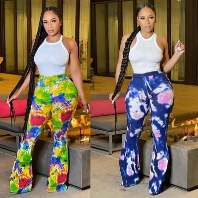 China Plus Size Women's High Waist Printed Color Fashion Bell Tie Dyed Pants 2021 Summer Casual Sweatpants for sale