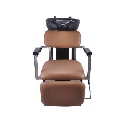 China Modern Wash Hair Chair Beauty Salon Black Cabinet Shampoo Chairs for sale