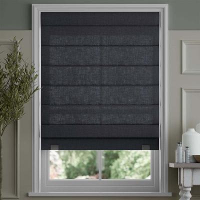 China Blackout Environmental Friendly Elegant Manual Tied Fabric Roller Blind Roman Curtain for sale