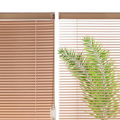 China Environmental Friendly 25 Mm Brown Slat Window Shutter Manual Tied Venetian Blinds Shades for sale