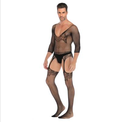 China VAQUA Polyester/Cotton Mens Underwear Sexy One Piece Bodystocking Mesh Socks Naughty Tights For Men Hot Mens Underwear for sale